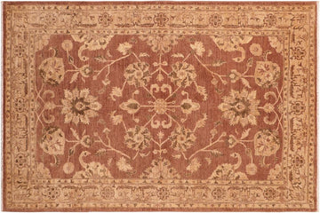handmade Traditional Lahore Brown Tan Hand Knotted RECTANGLE 100% WOOL area rug 6 x 9